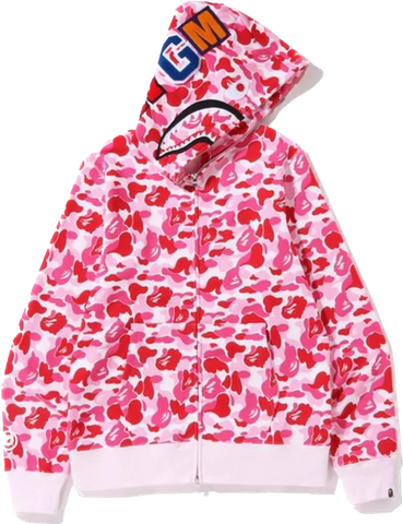 BAPE ABC Camo Shark Full Zip Hoodie “Pink”